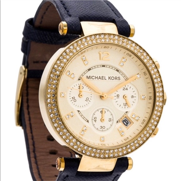 Michael Kors Accessories - Michael Kors Blue Leather Band Watch